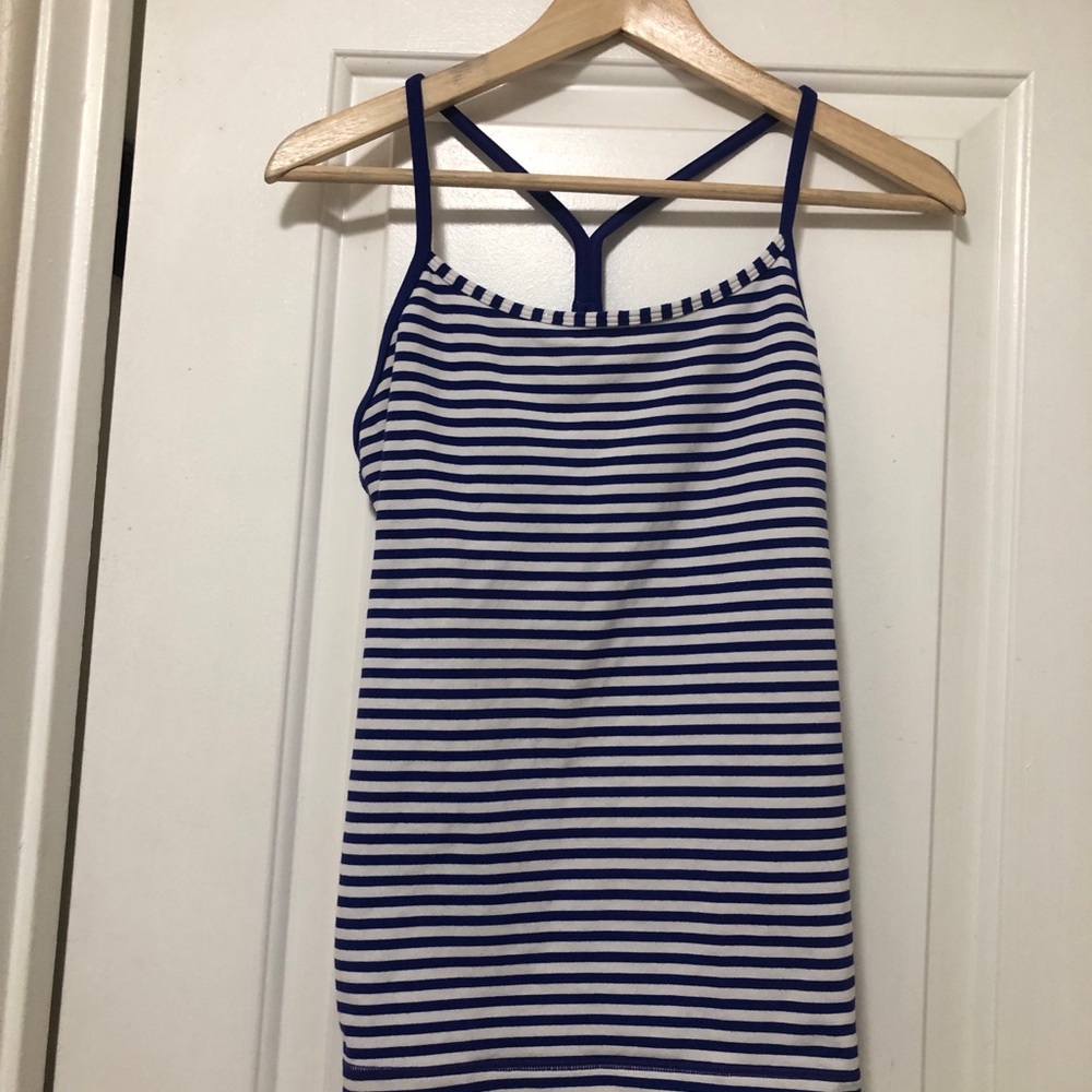 lululemon athletica Blue and White Striped Spaghetti tank top size 8